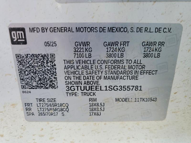 Продаж на аукціоні авто 2025 Gmc Sierra, vin: 3GTUUEEL1SG355781, номер лоту: 49750516