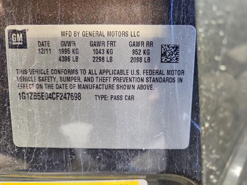 2012 Chevrolet Malibu მანქანა იყიდება აუქციონზე, vin: 1G1ZB5E04CF247698, აუქციონის ნომერი: 50795576