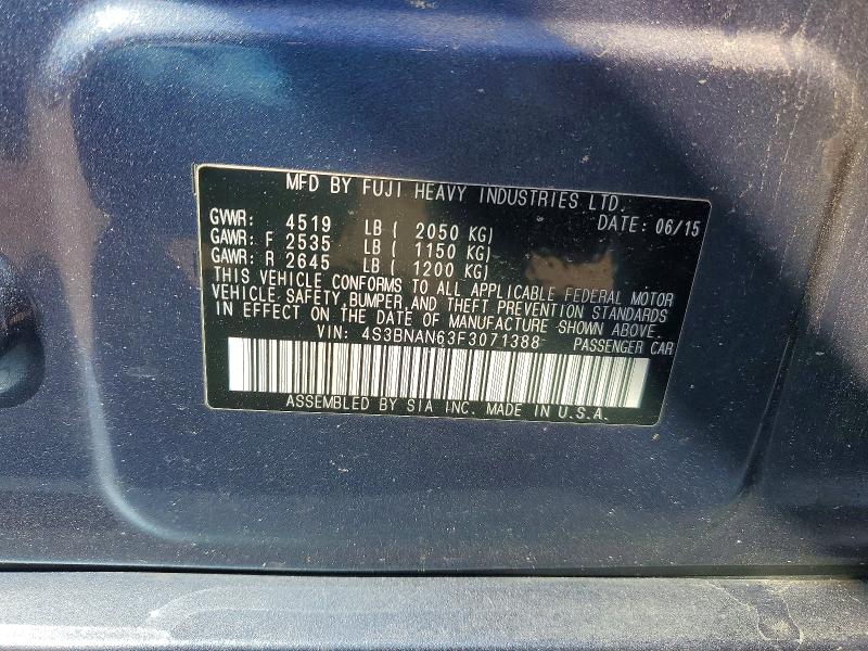 Продажа на аукционе авто 2015 Subaru Legacy, vin: 4S3BNAN63F3071388, номер лота: 48931796
