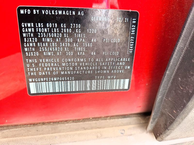 Aukcja sprzedaży 2021 Volkswagen Id.4, vin: WVGUNPE26MP065420, numer aukcji: 49834536