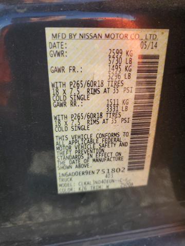 48013976 :رقم المزاد ، 1N6AD0ER9EN751802 vin ، 2014 Nissan Frontier مزاد بيع