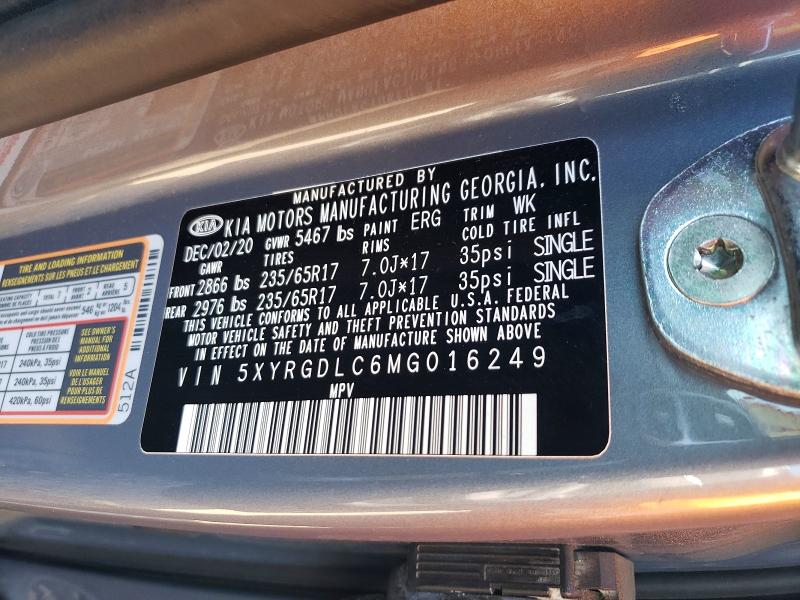 Aukcja sprzedaży 2021 Kia Sorento, vin: 5XYRGDLC6MG016249, numer aukcji: 49856716