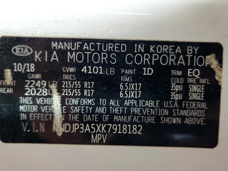 Aukcja sprzedaży 2019 Kia Soul, vin: KNDJP3A5XK7918182, numer aukcji: 47516536