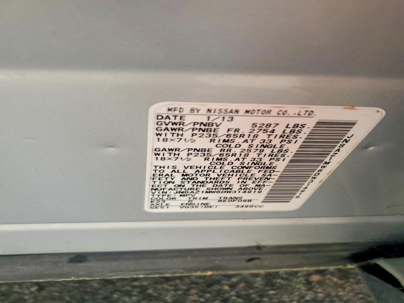 Продажа на аукционе авто 2013 Nissan Murano, vin: JN8AZ1MW6DW314919, номер лота: 50467666