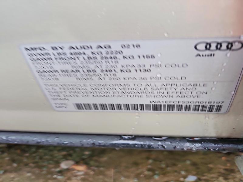 Продаж на аукціоні авто 2016 Audi Q3, vin: WA1EFCFS3GR018197, номер лоту: 51272156