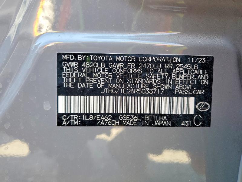 Aukcja sprzedaży 2024 Lexus Is 350, vin: JTHGZ1E26R5033717, numer aukcji: 48804976