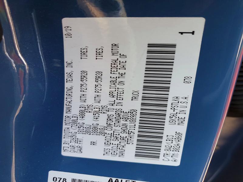 Продаж на аукціоні авто 2020 Toyota Tundra, vin: 5TFHY5F11LX889850, номер лоту: 50884916