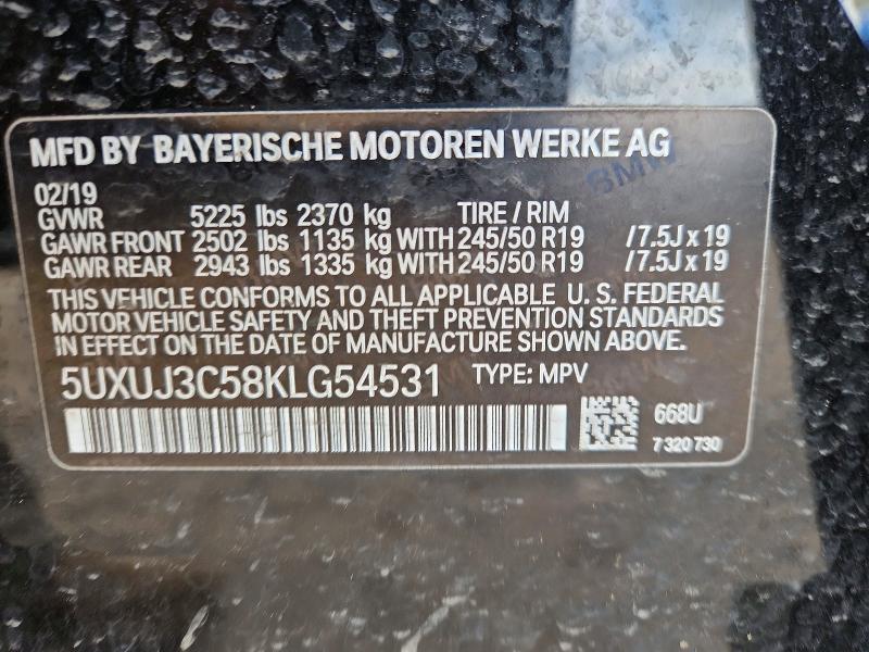 2019 Bmw X4 მანქანა იყიდება აუქციონზე, vin: 5UXUJ3C58KLG54531, აუქციონის ნომერი: 49517406