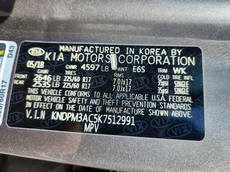 2019 Kia Sportage მანქანა იყიდება აუქციონზე, vin: KNDPM3AC5K7512991, აუქციონის ნომერი: 49000916