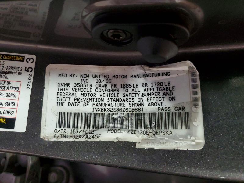 Продаж на аукціоні авто 2006 Toyota Corolla, vin: 1NXBR32E36Z609881, номер лоту: 51836766