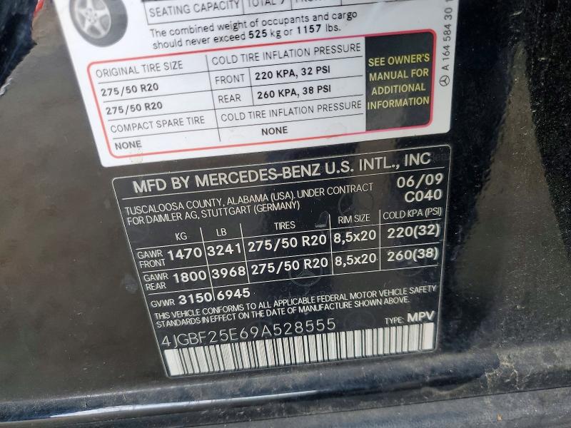 Продаж на аукціоні авто 2009 Mercedes Benz Gl, vin: 4JGBF25E69A528555, номер лоту: 50263546