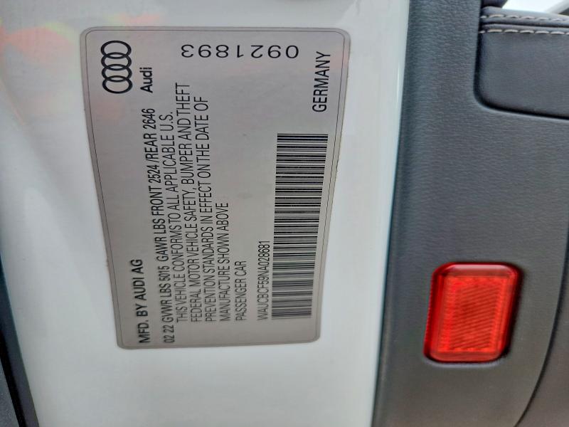 51404916 :رقم المزاد ، WAUCBCF59NA028681 vin ، 2022 Audi A5 مزاد بيع
