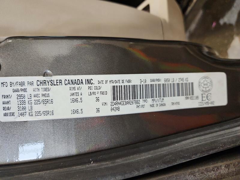 2010 Dodge Grand Caravan მანქანა იყიდება აუქციონზე, vin: 2D4RN4DE8AR207882, აუქციონის ნომერი: 50651156