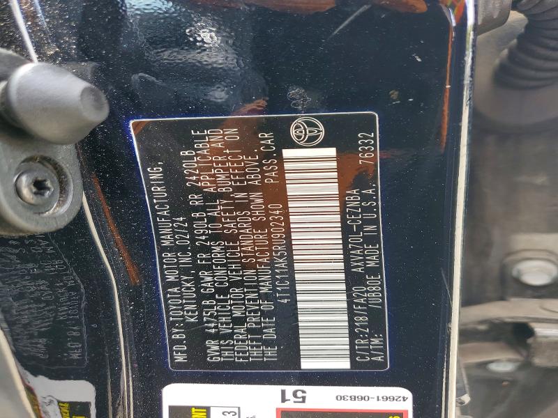 2024 Toyota Camry მანქანა იყიდება აუქციონზე, vin: 4T1C11AK5RU902340, აუქციონის ნომერი: 50645616