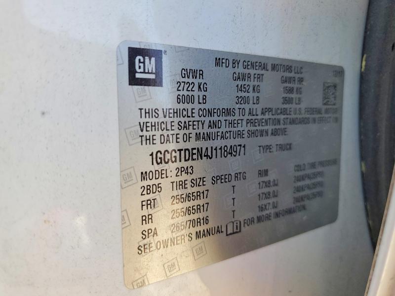 Aukcja sprzedaży 2018 Chevrolet Colorado, vin: 1GCGTDEN4J1184971, numer aukcji: 49876056