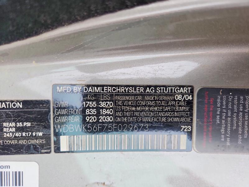 Продажа на аукционе авто 2005 Mercedes-benz Slk, vin: WDBWK56F75F029673, номер лота: 49926266