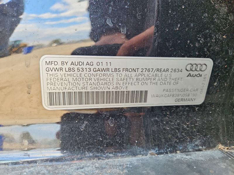 48745946 :رقم المزاد ، WAUKGAFB3BN058190 vin ، 2011 Audi A6 مزاد بيع