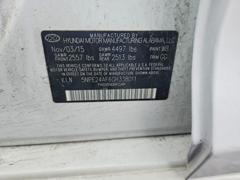 2016 Hyundai Sonata მანქანა იყიდება აუქციონზე, vin: 5NPE24AF6GH338011, აუქციონის ნომერი: 49138566