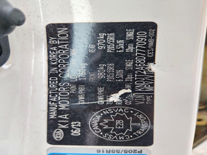 47695466 :رقم المزاد ، KNDJT2A68D7770910 vin ، 2013 Kia Soul مزاد بيع