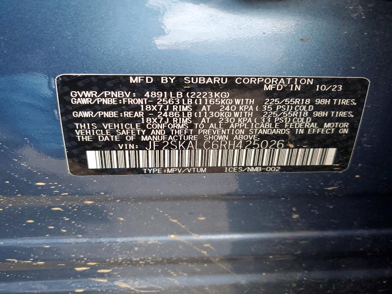 Aukcja sprzedaży 2024 Subaru Forester, vin: JF2SKALC6RH425026, numer aukcji: 48658006