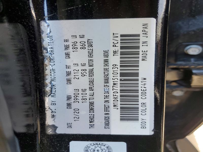 49080906 :رقم المزاد ، JM1DKFD77M1510139 vin ، 2021 Mazda Cx-3 مزاد بيع