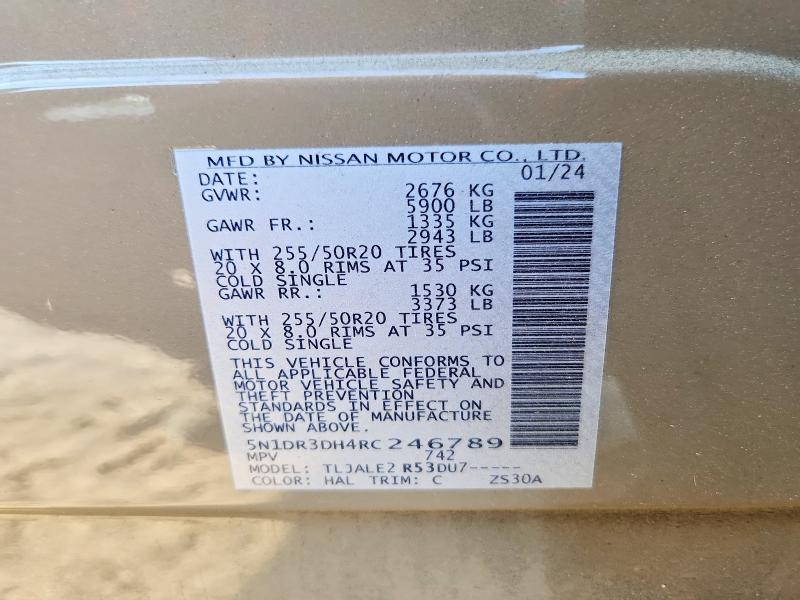 Продаж на аукціоні авто 2024 Nissan Pathfinder, vin: 5N1DR3DH4RC246789, номер лоту: 50968646