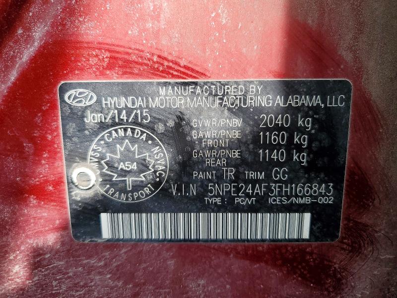 Продажа на аукционе авто 2015 Hyundai Sonata, vin: 5NPE24AF3FH166843, номер лота: 48622606