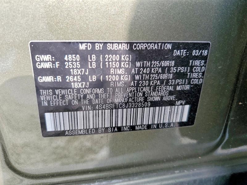 48415966 :رقم المزاد ، 4S4BSETC8J3328509 vin ، 2018 Subaru Outback مزاد بيع