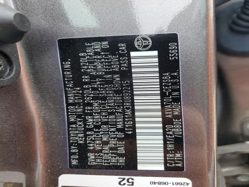 51213136 :رقم المزاد ، 4T1G11AK3RU892215 vin ، 2024 Toyota Camry مزاد بيع