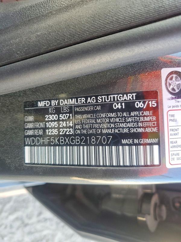 2016 Mercedes-benz E მანქანა იყიდება აუქციონზე, vin: WDDHF5KBXGB218707, აუქციონის ნომერი: 48345776