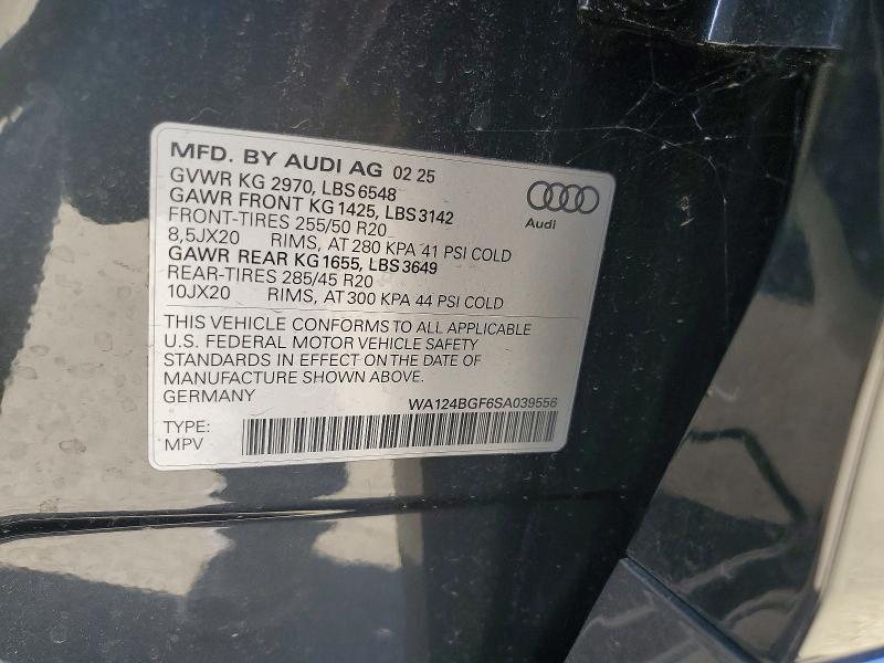 Продаж на аукціоні авто 2025 Audi Q6 E-tron, vin: WA124BGF6SA039556, номер лоту: 50245816