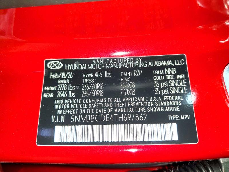 2026 Hyundai Tucson მანქანა იყიდება აუქციონზე, vin: 5NMJBCDE4TH697862, აუქციონის ნომერი: 51354346