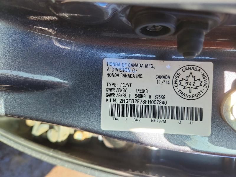 Aukcja sprzedaży 2015 Honda Civic, vin: 2HGFB2F78FH007840, numer aukcji: 50618646