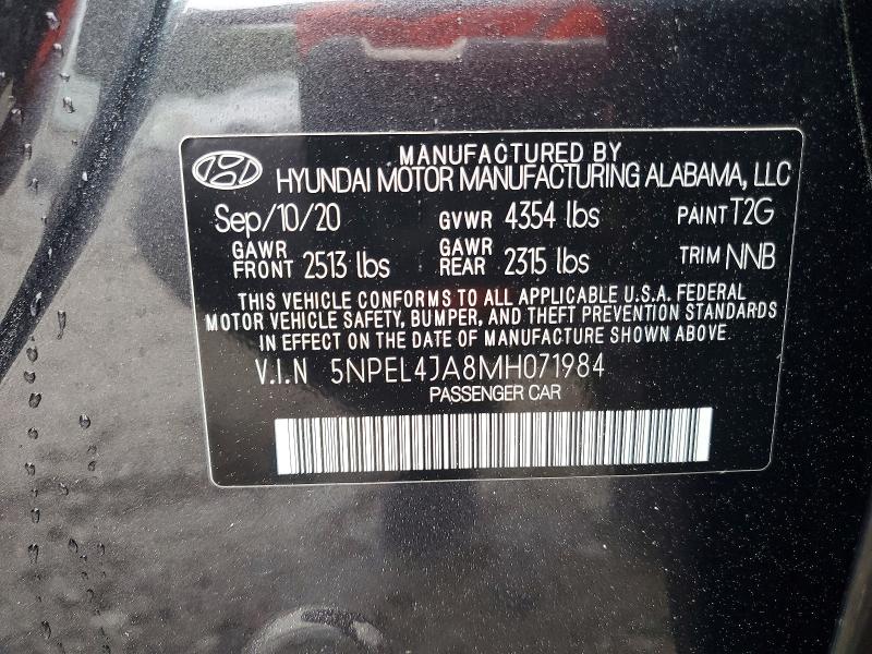 Продажа на аукционе авто 2021 Hyundai Sonata, vin: 5NPEL4JA8MH071984, номер лота: 51750176