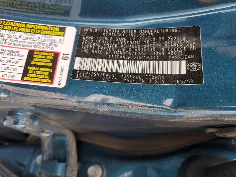 47828816 :رقم المزاد ، 4T1DAACK6SU619033 vin ، 2025 Toyota Camry مزاد بيع