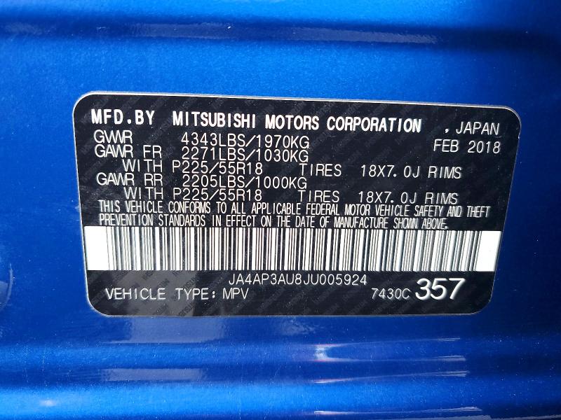 Продаж на аукціоні авто 2018 Mitsubishi Outlander Sport, vin: JA4AP3AU8JU005924, номер лоту: 48828646