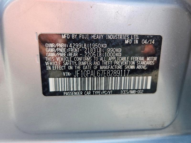 Продажа на аукционе авто 2014 Subaru Impreza, vin: JF1GPAL67E8289117, номер лота: 51651466