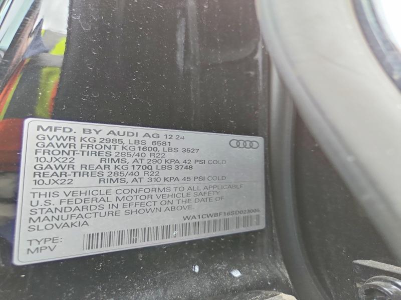 2025 Audi Sq8 მანქანა იყიდება აუქციონზე, vin: WA1CWBF16SD023005, აუქციონის ნომერი: 47608366