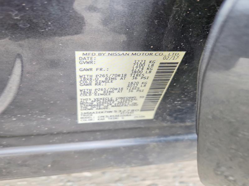 51107336 :رقم المزاد ، 1N6AA1EK7HN532780 vin ، 2017 Nissan Titan مزاد بيع
