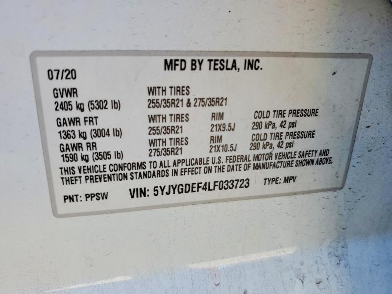 Продажа на аукционе авто 2020 Tesla Model Y, vin: 5YJYGDEF4LF033723, номер лота: 48499636