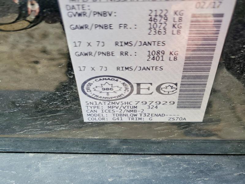 Продаж на аукціоні авто 2017 Nissan Rogue, vin: 5N1AT2MV5HC797929, номер лоту: 47585896