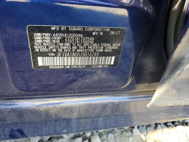 Продажа на аукционе авто 2018 Subaru Wrx, vin: JF1VA1A68J9814248, номер лота: 48537266