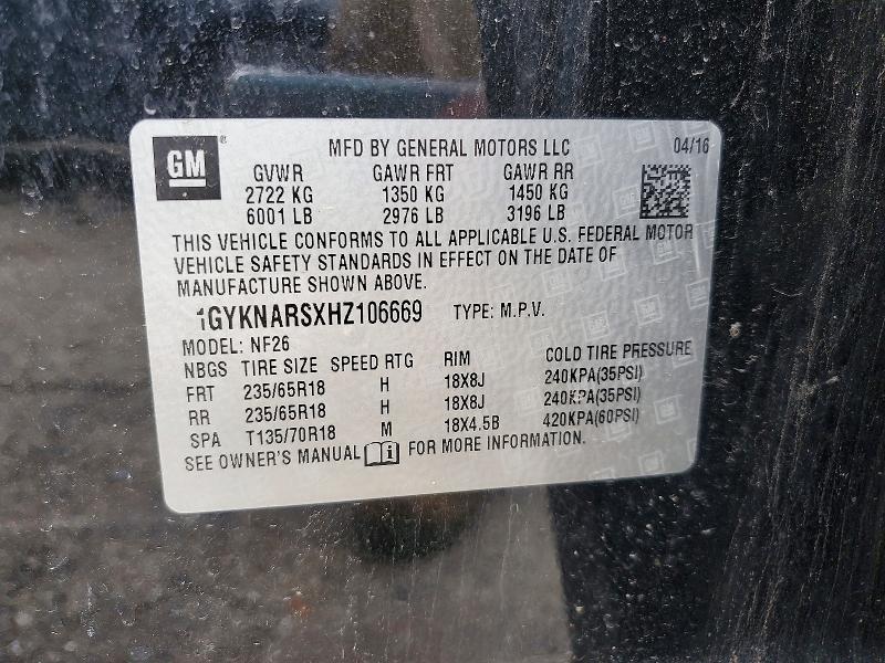 2017 Cadillac Xt5 მანქანა იყიდება აუქციონზე, vin: 1GYKNARSXHZ106669, აუქციონის ნომერი: 49986816