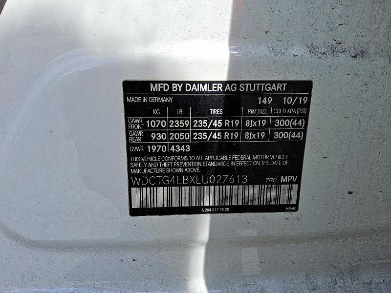 Aukcja sprzedaży 2020 Mercedes-benz Gla, vin: WDCTG4EBXLU027613, numer aukcji: 49089146