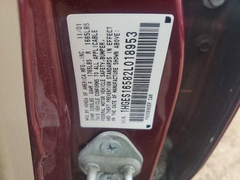 Продажа на аукционе авто 2002 Honda Civic, vin: 1HGES16582L018953, номер лота: 49435876