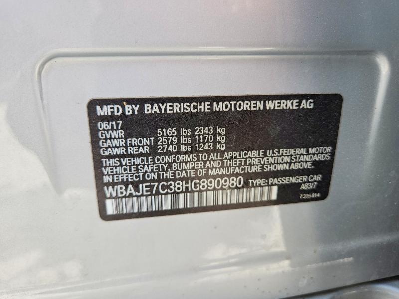 Aukcja sprzedaży 2017 Bmw 540, vin: WBAJE7C38HG890980, numer aukcji: 47142486