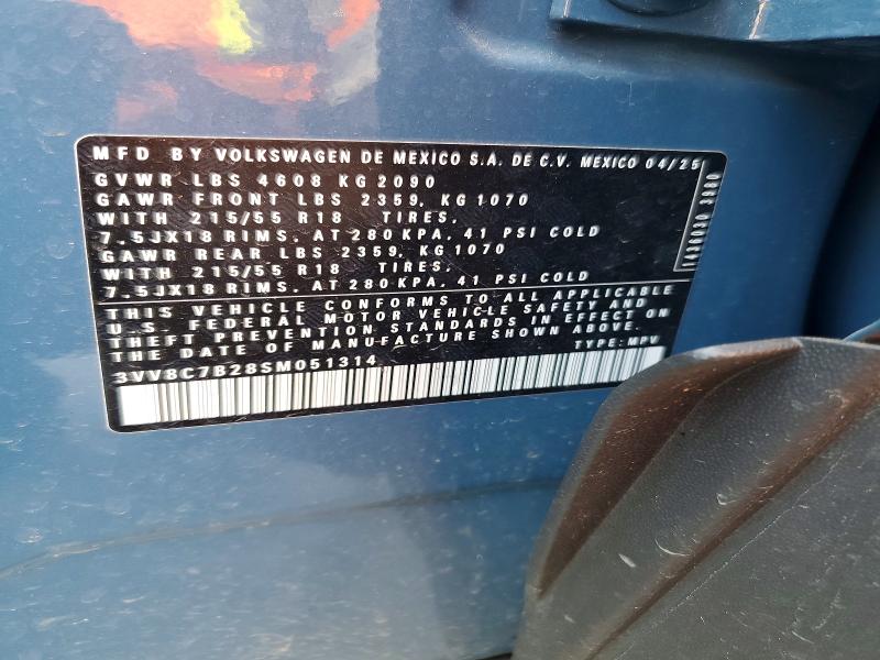 47869896 :رقم المزاد ، 3VV8C7B28SM051314 vin ، 2025 Volkswagen Taos مزاد بيع