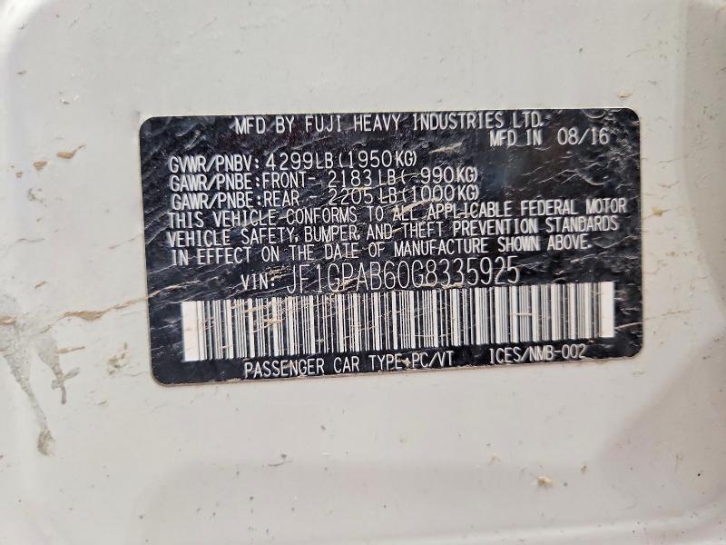51098836 :رقم المزاد ، JF1GPAB60G8335925 vin ، 2016 Subaru Impreza مزاد بيع