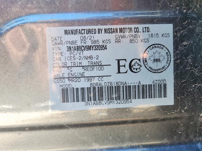 Продажа на аукционе авто 2021 Nissan Sentra, vin: 3N1AB8CV9MY320954, номер лота: 50173826