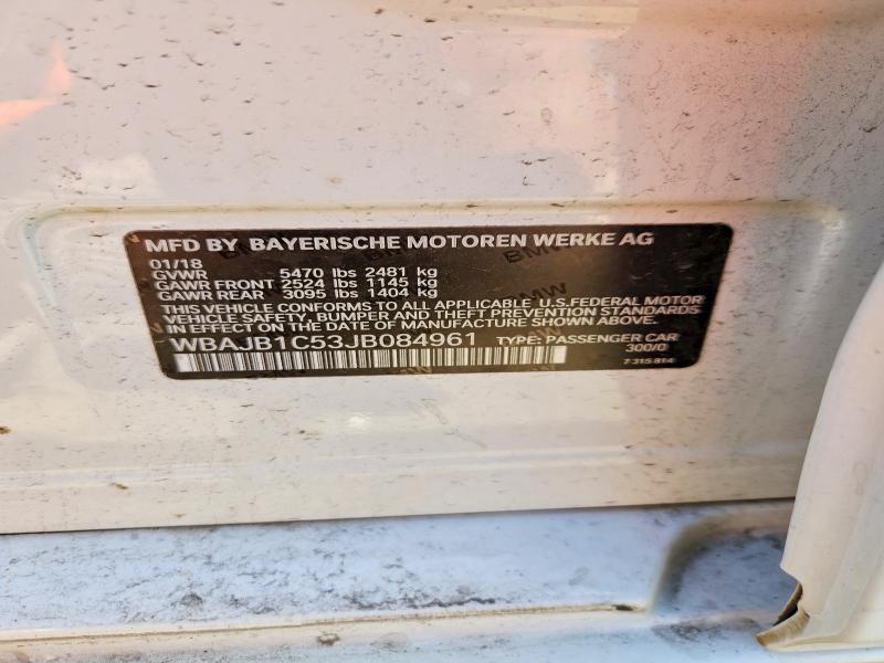2018 Bmw 530xe მანქანა იყიდება აუქციონზე, vin: WBAJB1C53JB084961, აუქციონის ნომერი: 50396256